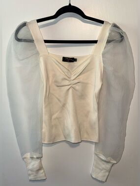 BALBOA Ivory Puff-Sleeve Knit Top